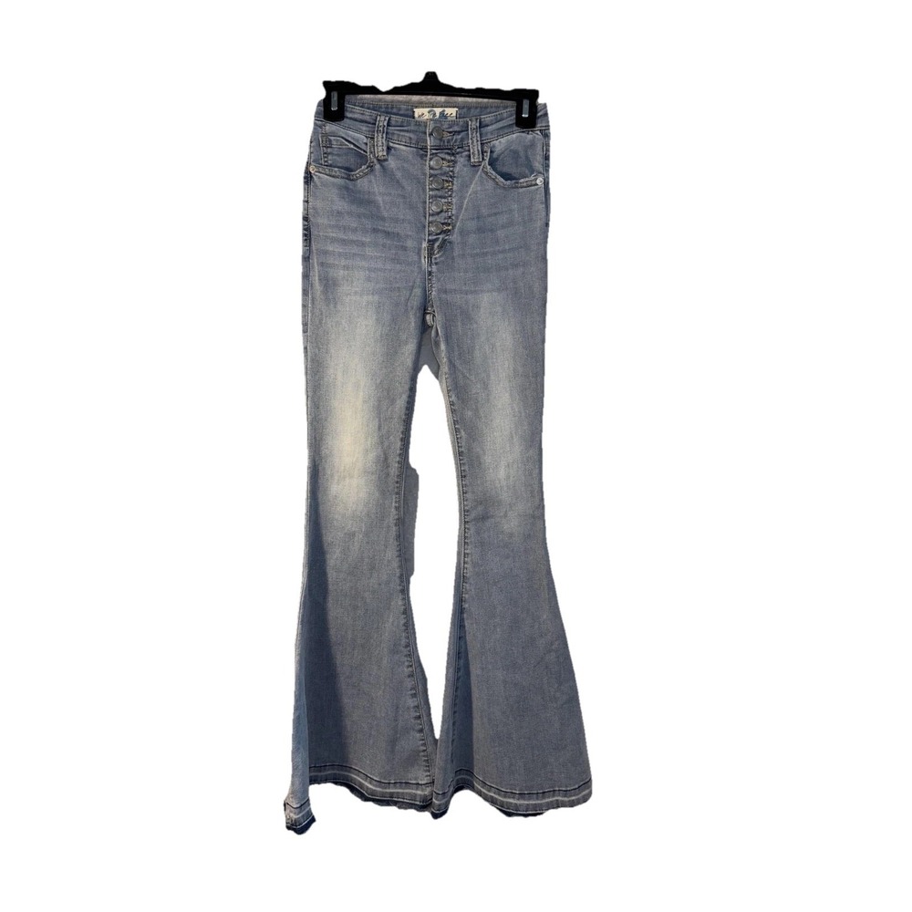 Free People We The Free Jeans Womens 26 Blue Excellent High Rise Wide Leg Boho